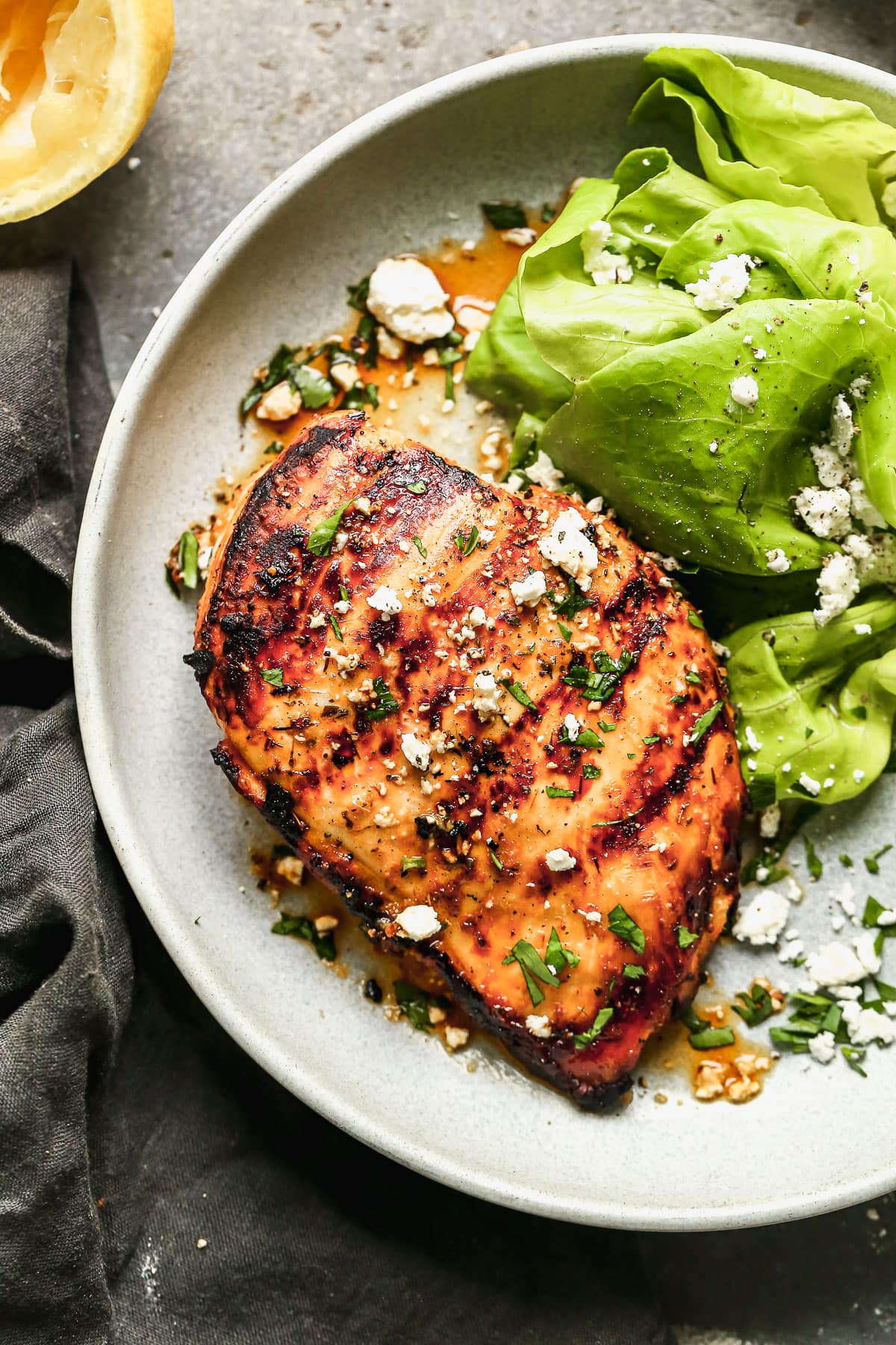 The best grilled chicken breast on a plate